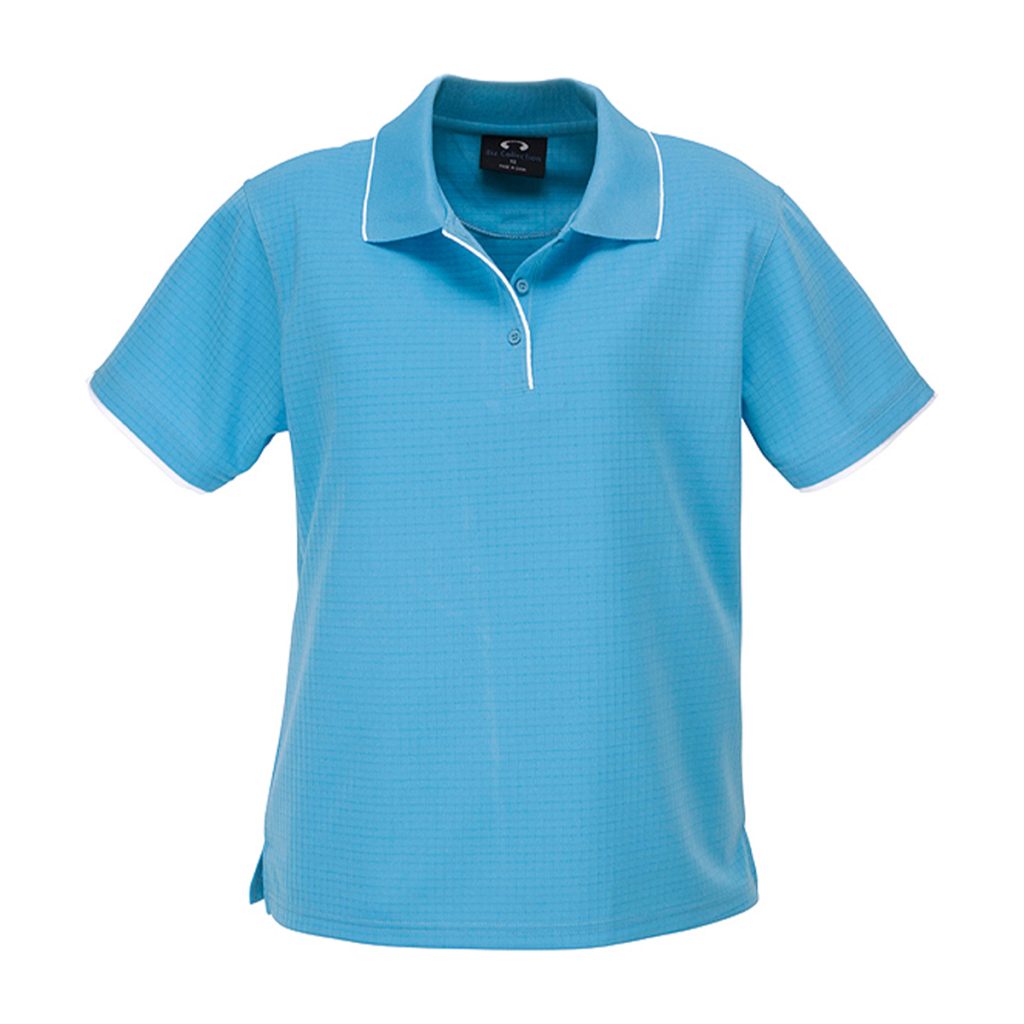 P3225 Womens Elite Polo Aqua Blue White