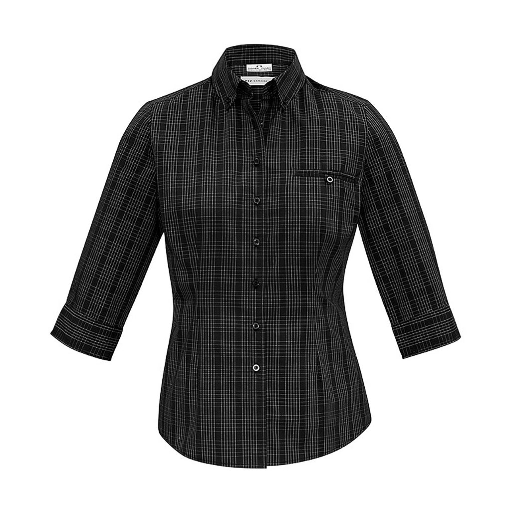 S820LT Womens Harper 3/4 Sleeve Shirt Black Silver