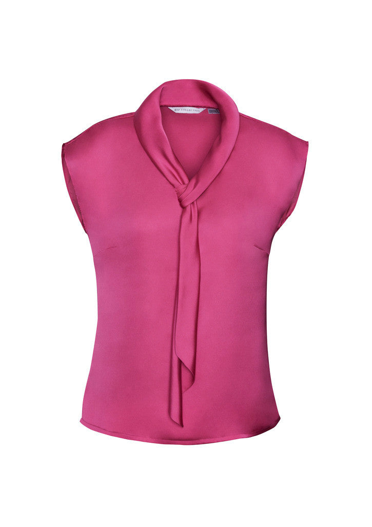 S314LS Ladies Shimmer Tie Neck Top