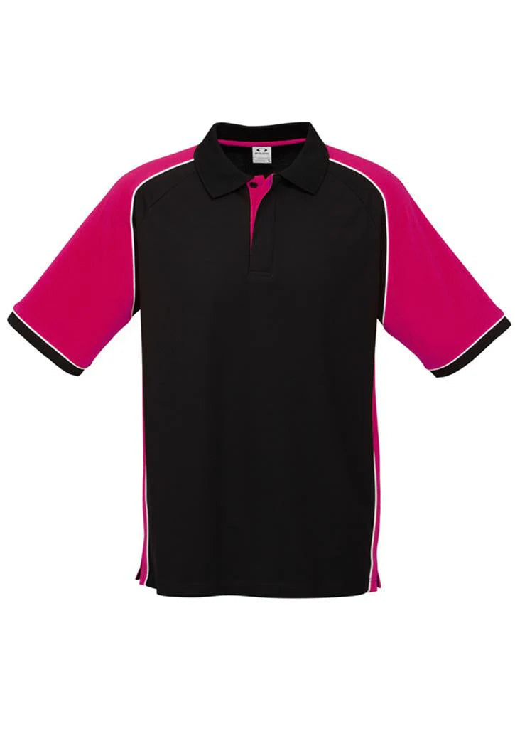 P10112 Mens Nitro Short Sleeve Polo Black/Magenta/White